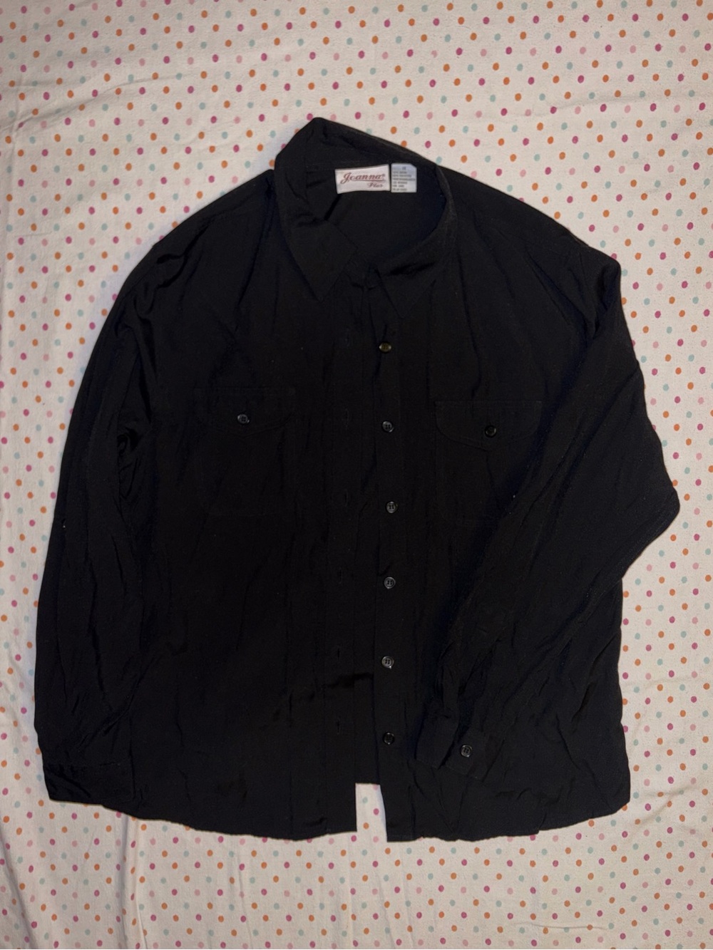 Joanna Plus Women’s 1X Black Button Down Long Sleeve Blouse Shirt